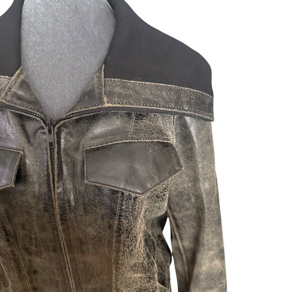 FRX Vintage Style Leather Bomber Jacket Size L - Picture 2 of 9